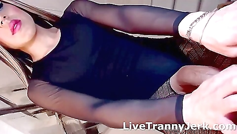 Sexy babe in a sexy outfit is fucking a big cock with her pussy