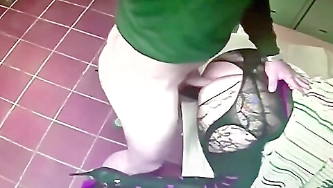 Busty brunette fucks in doggy style with her lover