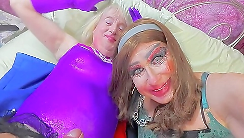 Amateur blonde and brunette show off their sexy bodies