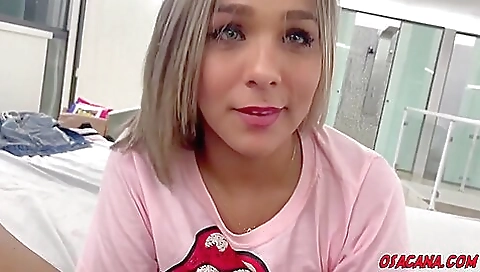 Blonde shemale with a big ass and nice tits gets fucked hard